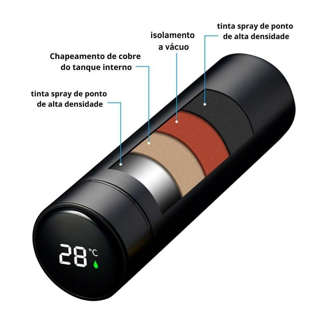 Garrafa Térmica Com Led Digital 480ml Medidor Digital