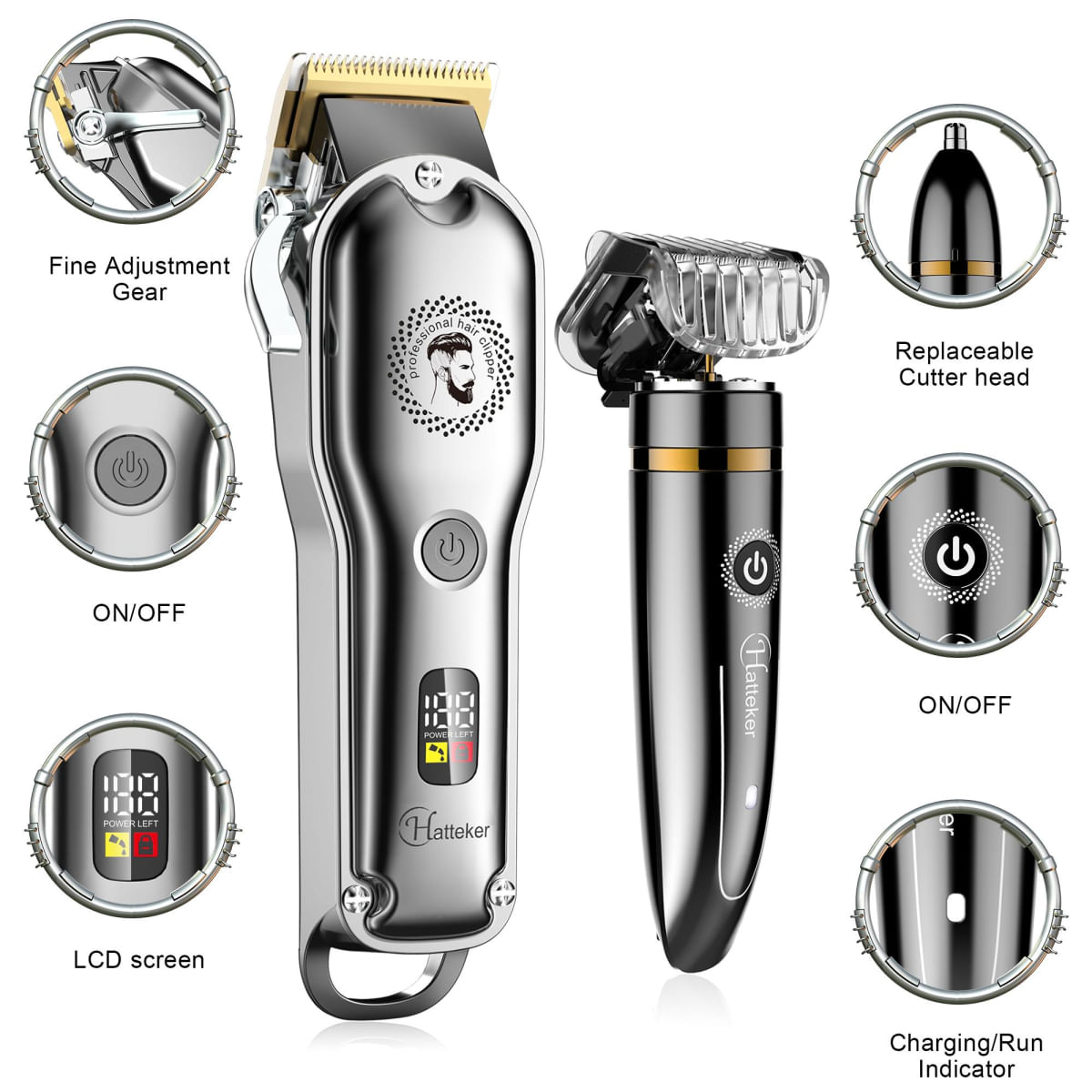 Aparador de Cabelo e Barba HATTEKER para Homens