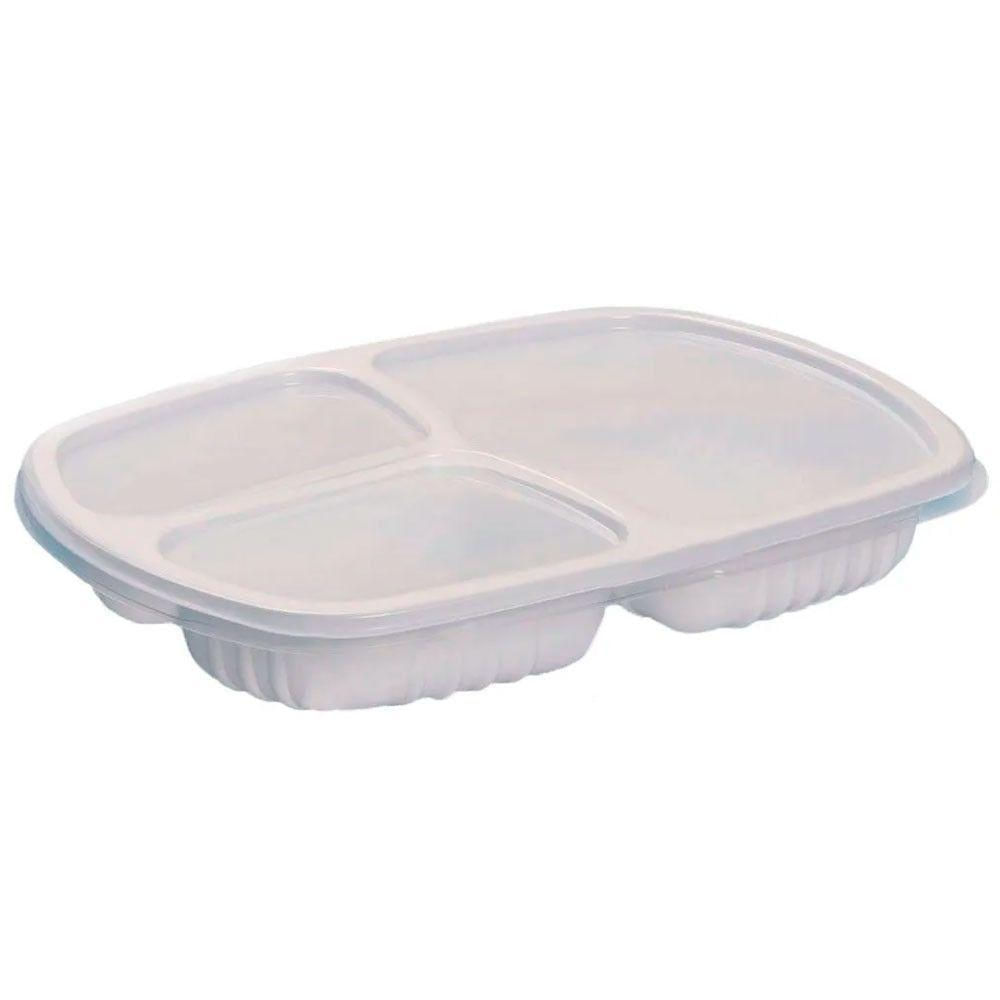 Bandeja 3 Divisórias 1150ml G 330 10 Unidades Galvanotek Branco