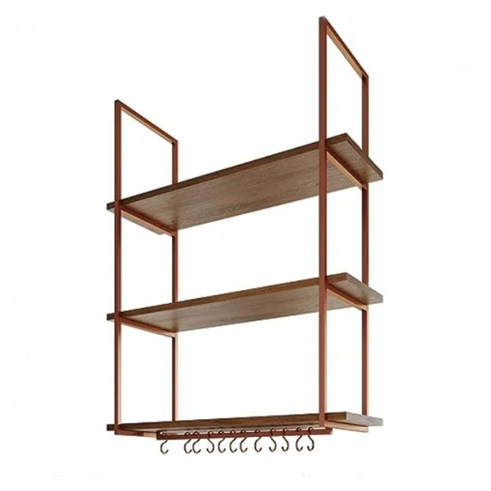 Nicho De Teto Para Cozinha 95 Cm Cobre Com Prateleira Imbuia