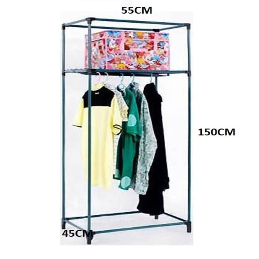 Guarda Roupa Portatil Armario Multifuncional Arara Cabideiro Dobravel Organizador Camping Preto