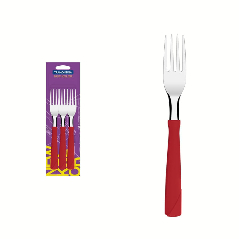 Conjunto De Garfos De Mesa New Kolor Com Lâminas Em Aço Inox E Cabos De Polipropileno Ver