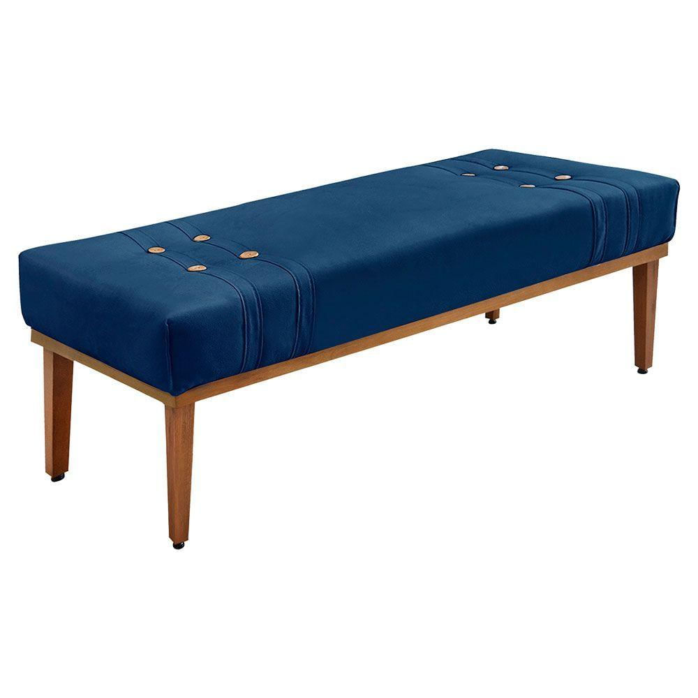 Calçadeira Recamier King 1,95m Gênova Suede Azul Marinho