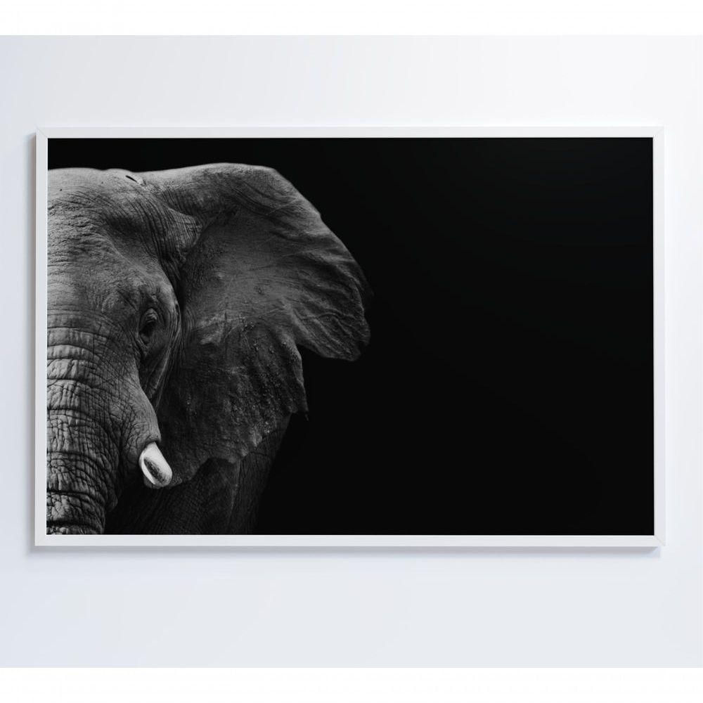 Quadro Elefante Preto E Branco 120x80 Cm Tecido Canvas