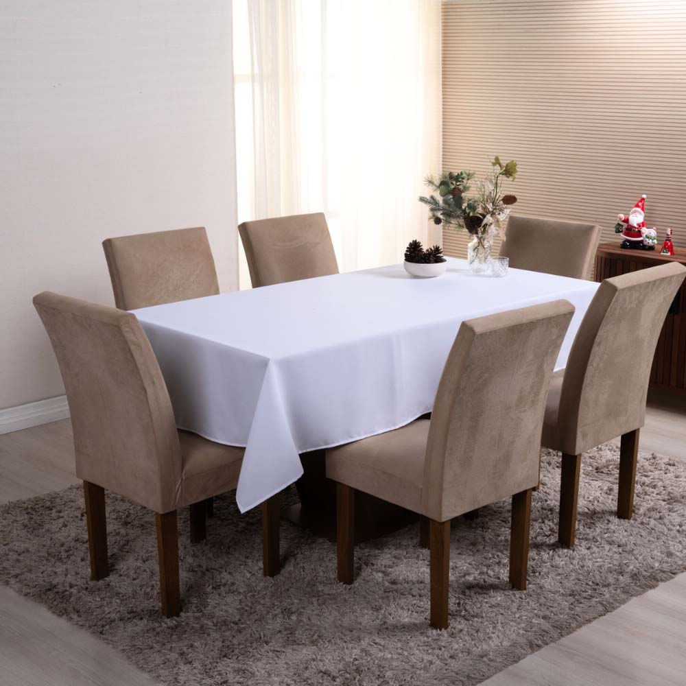 Toalha de Mesa Basic Lisa Oxford Decoração 3,00m x 1,40m para 10 Lugares - Branco