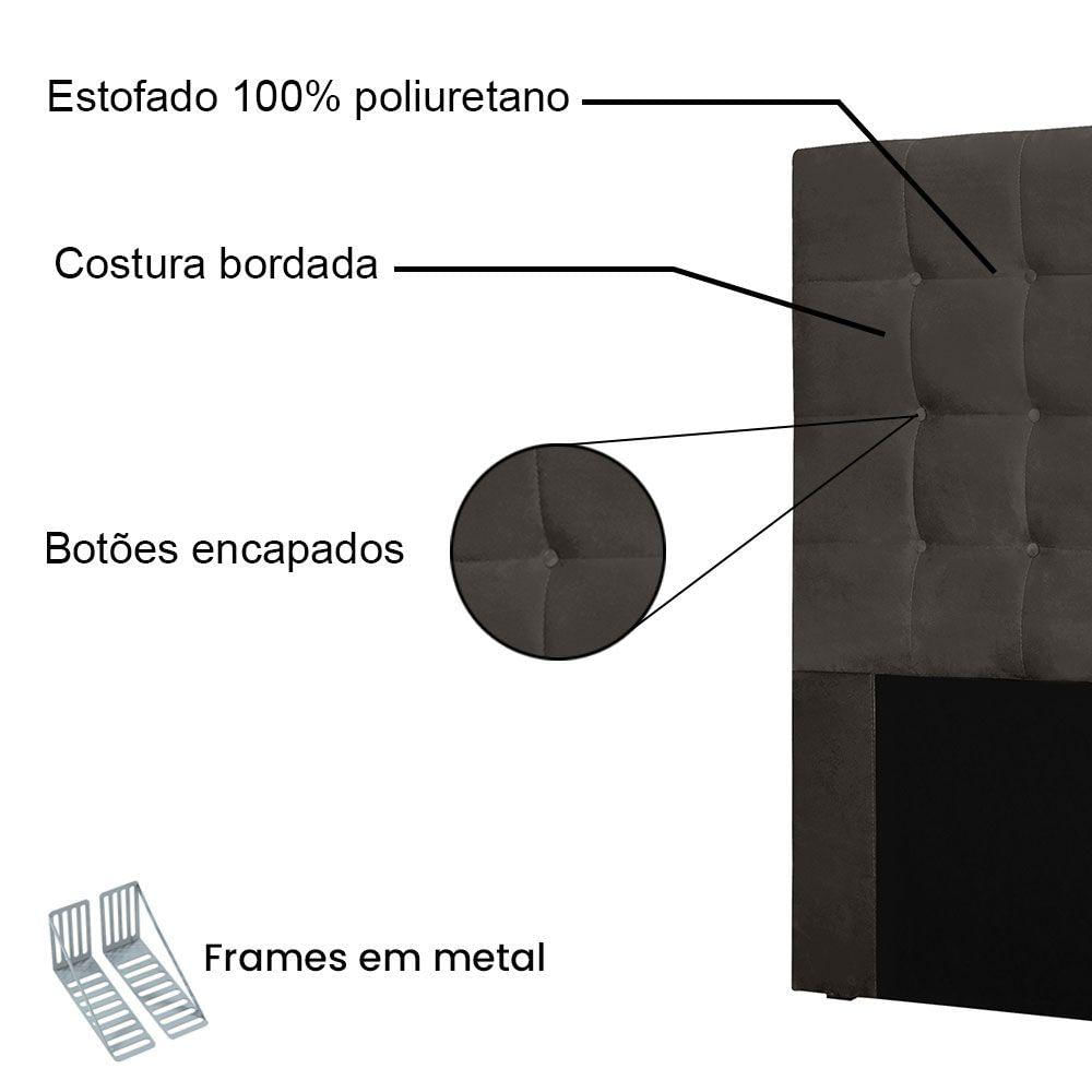 Cabeceira Solteiro 0,90m Santiago Suede Cinza - Pallazio