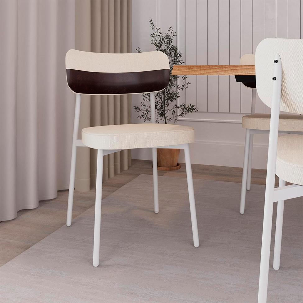 Conjunto com 6 Cadeiras Alloa Polipropileno Palha e Café