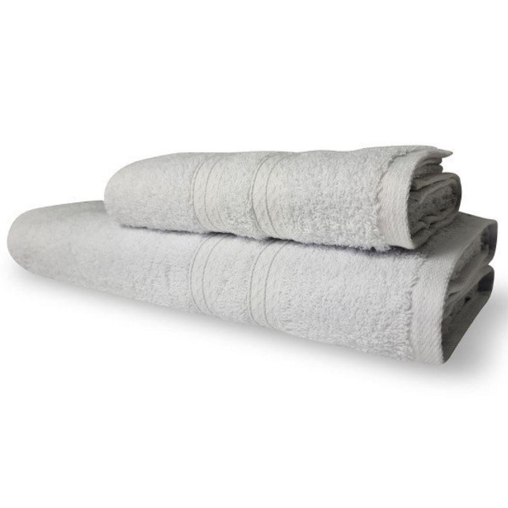 Kit 2 Toalhas Itália Soft 1 Banho 1 Rosto Grossa 100% Algodão 430g m² Branca