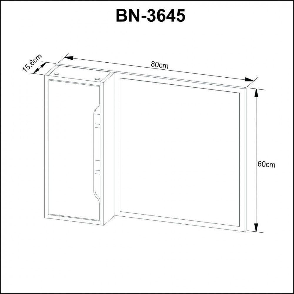 Espelheira Para Banheiro Bn3645 1 Porta 80x60 Tecnomobili Mármore Lunar