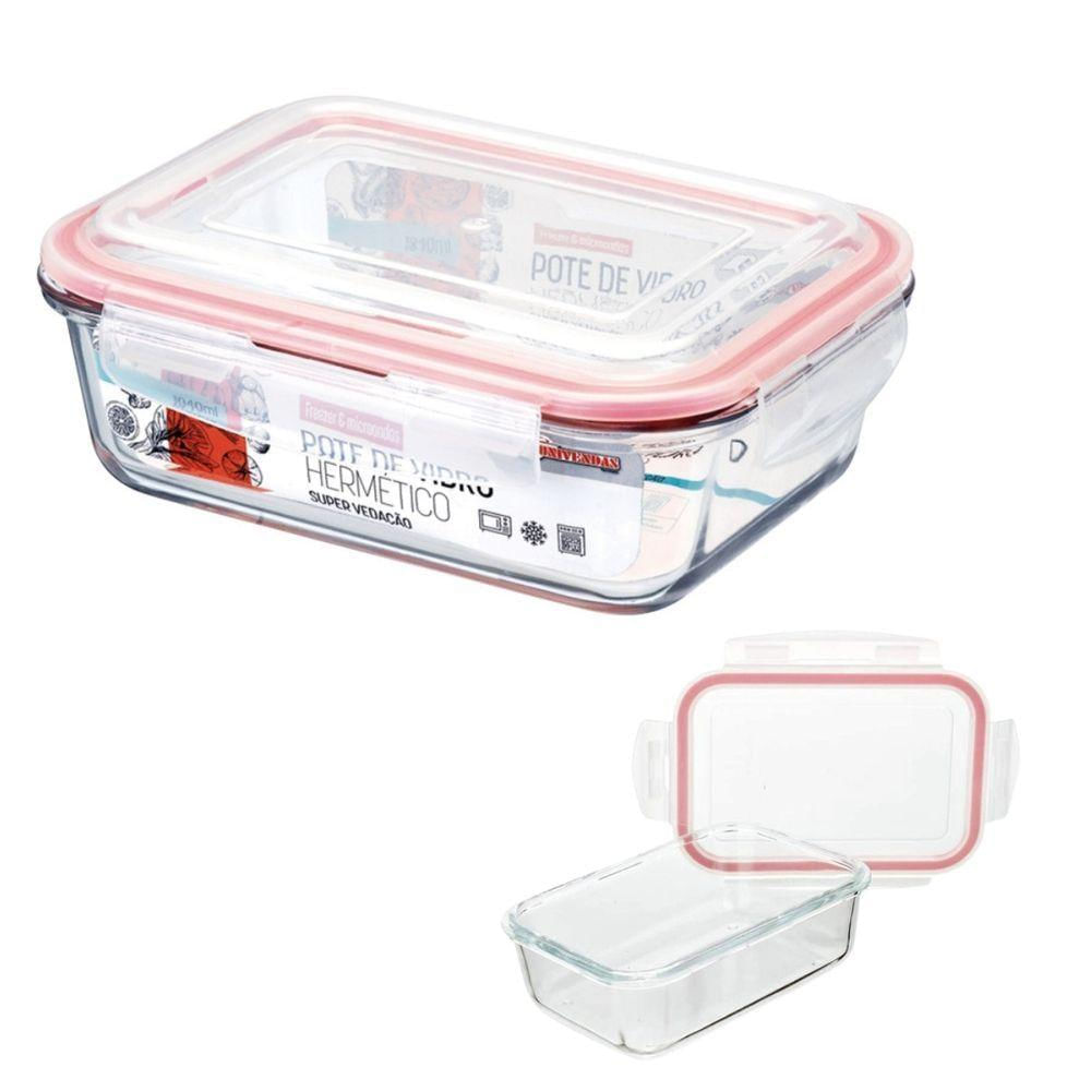 Vasilha De Vidro Hermético Marmita Mantimentos Tampa 1040ml Para Microondas Freezer Congelador Geladeira Guarda Alimento