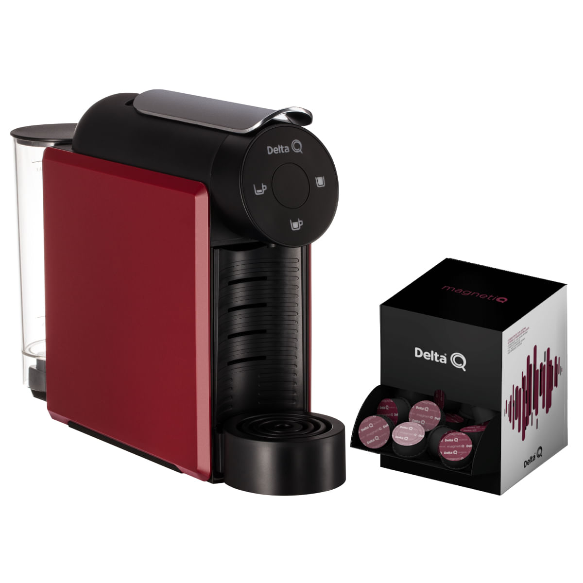 Kit Cafeteira Mini Qool + Pack 100 Cápsulas Delta Q MagnetiQ Vermelha / 110v