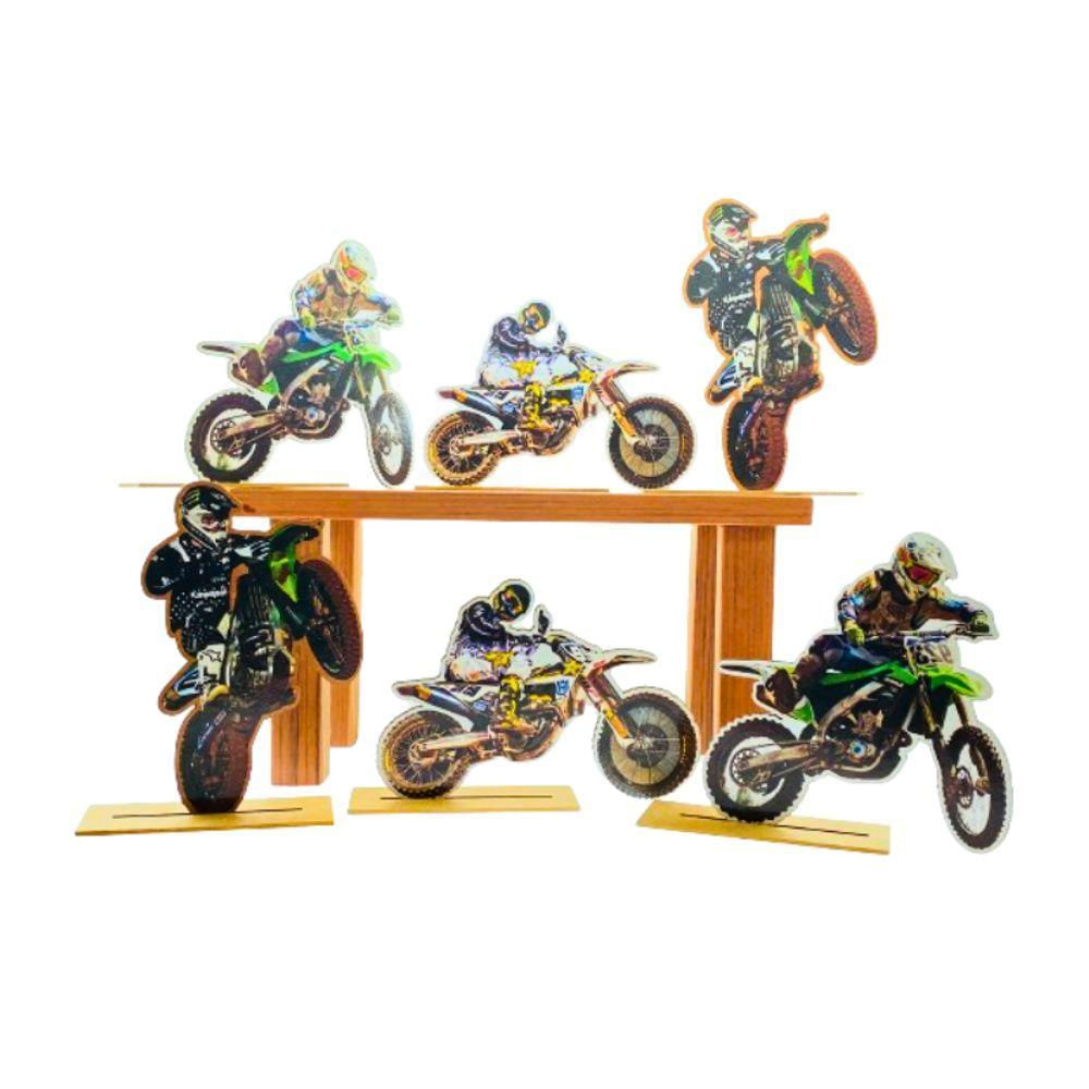 Kit Display De Mesa 6 Peças Para Festa Motocross Mdf