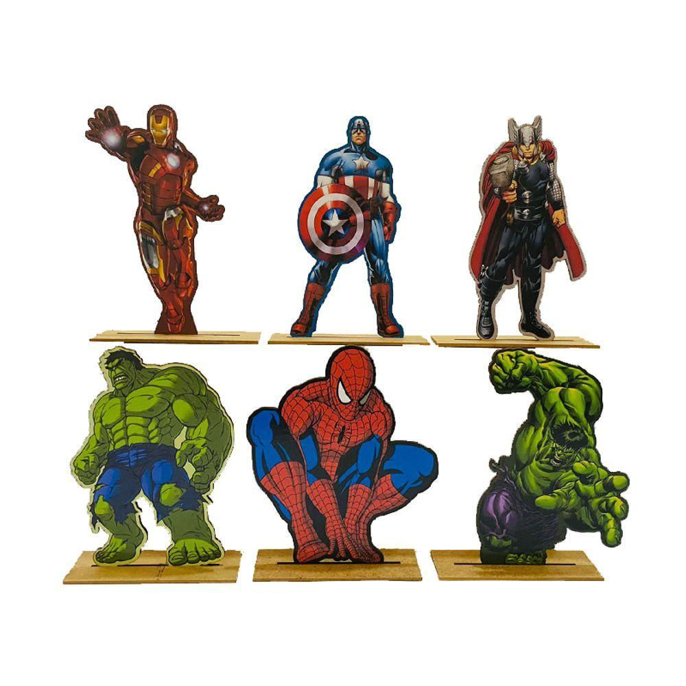 Kit Display De Mesa 15 Peças Festa Vingadores Desenho Mdf