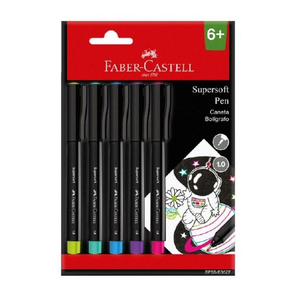 Caneta Supersoft Pen 1.0mm 5 Cores Faber-castell