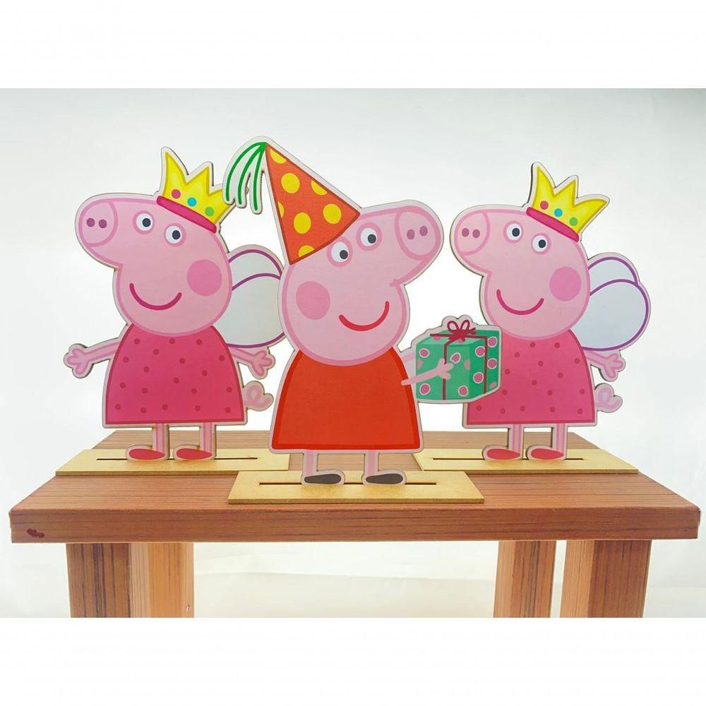 Kit Display De Mesa 3 Peças Para Festa Peppa Pig Mdf