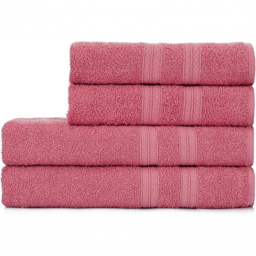 Jogo De Toalhas De Banho 4 Peças 100% Algodão Alta Absorção (2 Banho + 2 Rosto ) Padrão Rosê