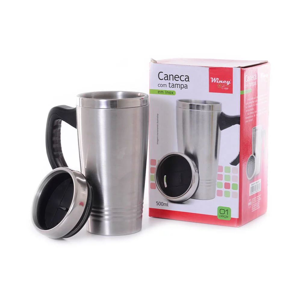 Caneca Térmica com Tampa Wincy em Inox 500ml