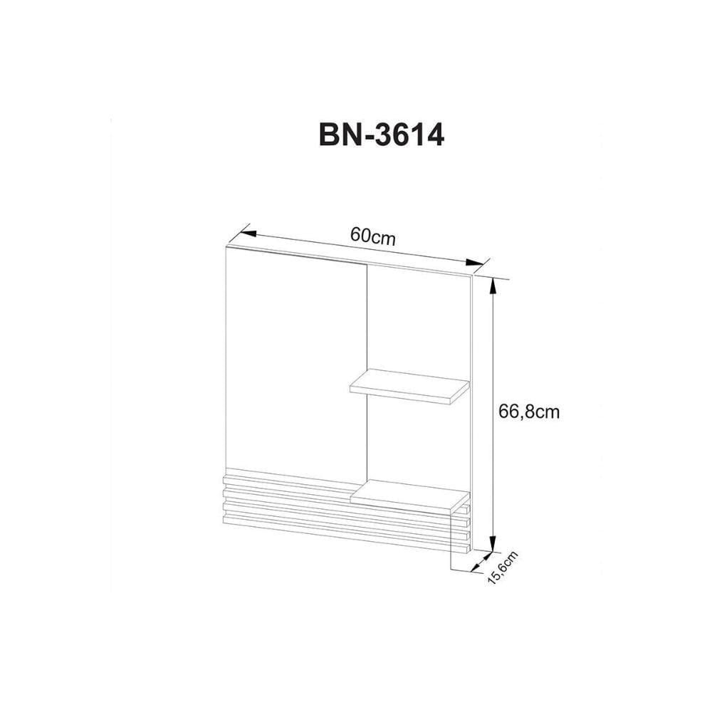 Armário De Banheiro C-espelho Suspenso Bn3614 60cm Cor Amêndoa - Tecno Mobili