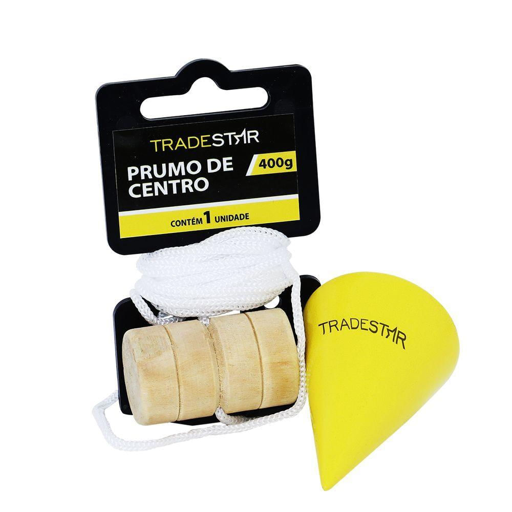 Prumo Parede 400g Em Aço Corda Nylon Taco Madeira Tradestar