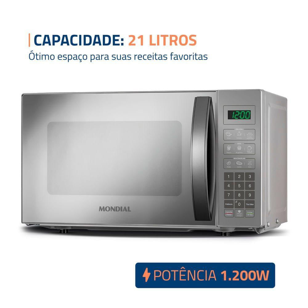 Micro-ondas Mondial 21L 1200W MO-01-21-E 60hz 127V