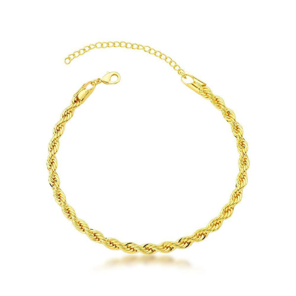 Pulseira Cordão Baiano 4mm Banhada Ouro 18k