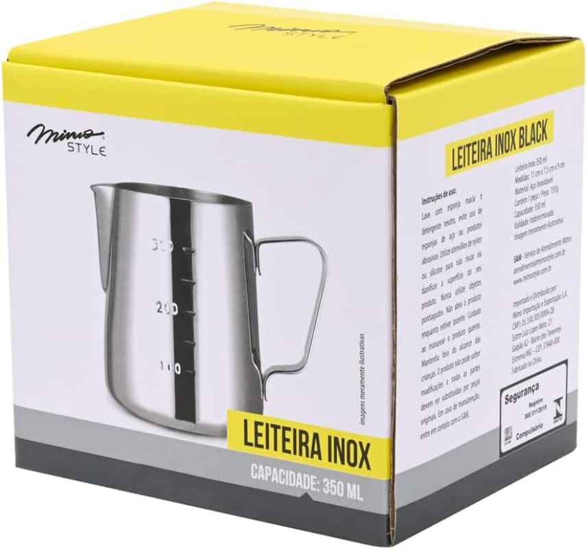 Leiteira Pitcher Espumador Em Aço Inox Black 350 Ml – Mimo Style