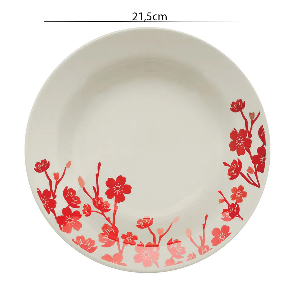 Prato Fundo de Cêramica Donna Jardim Oriental 21,5cm 6 Unidades - Biona