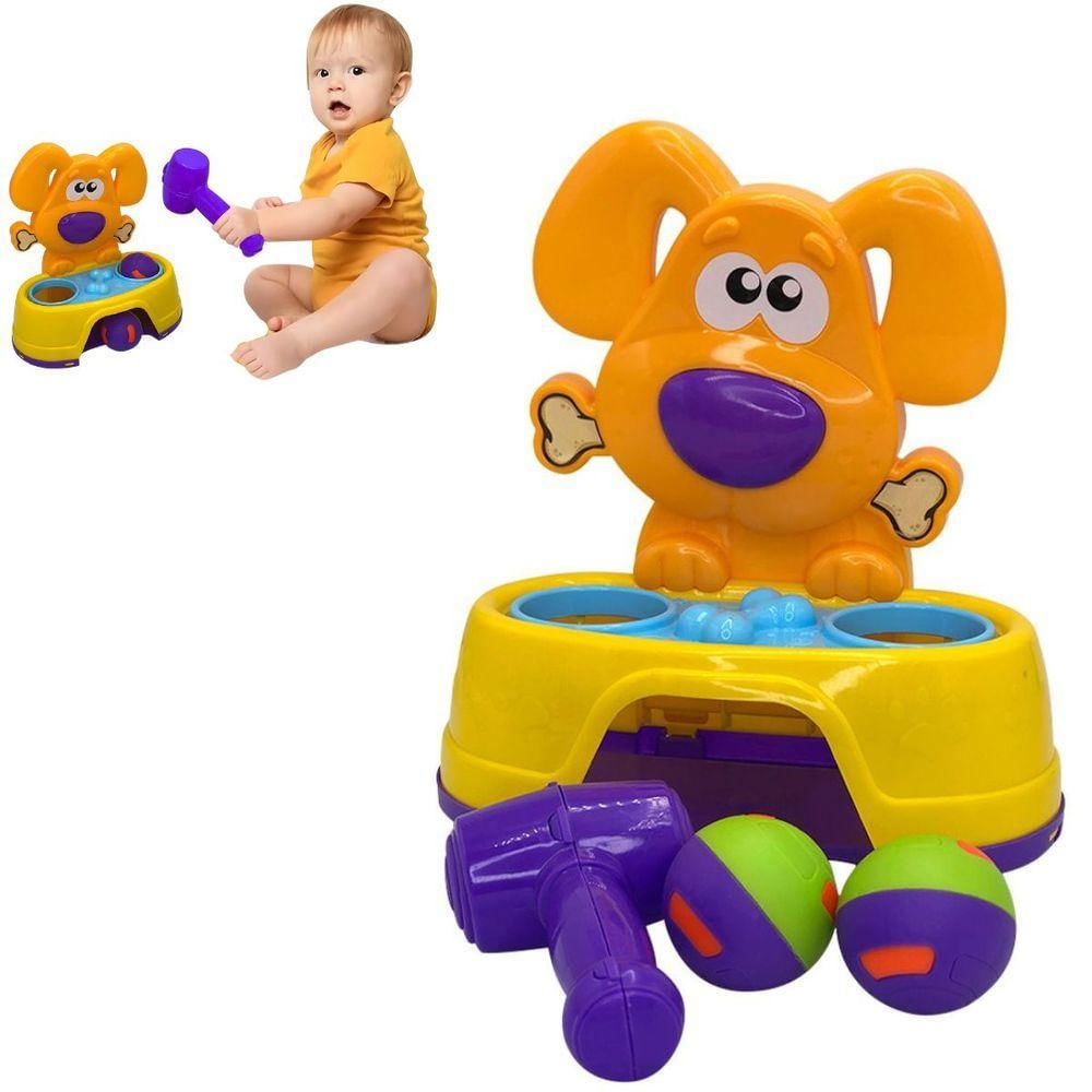 Brinquedo Bate Dog Com Martelo E 2 Bolinhas Coordenação Divertida