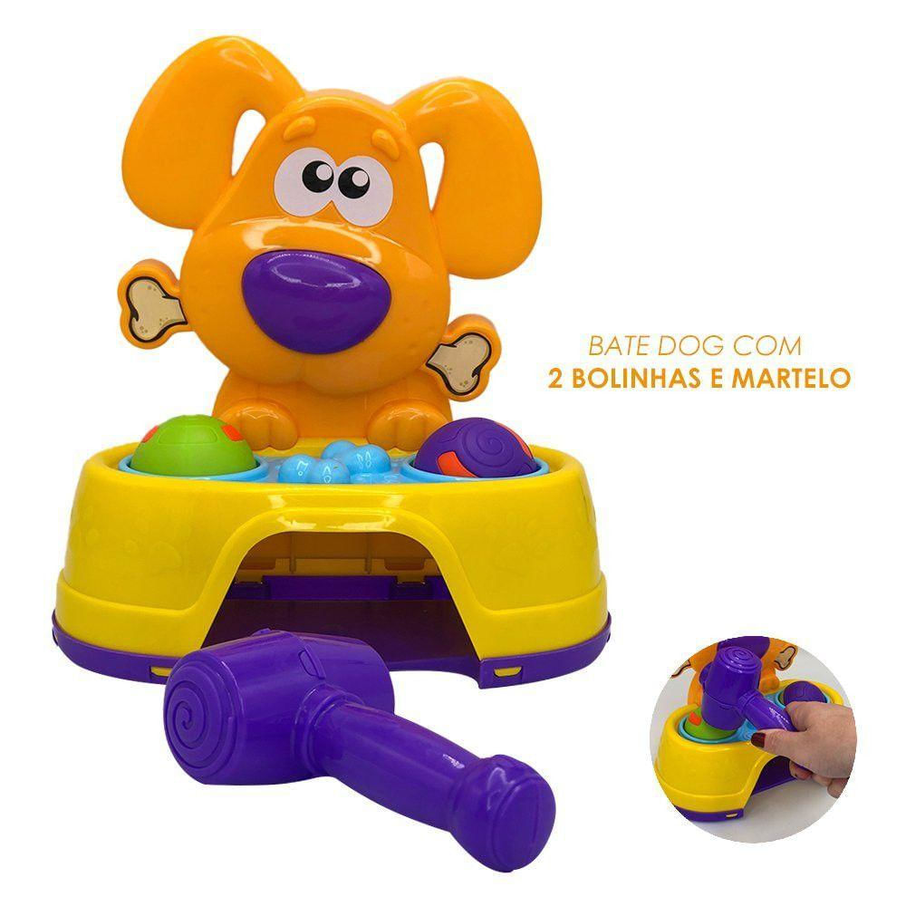 Brinquedo Bate Dog Com Martelo E 2 Bolinhas Coordenação Divertida