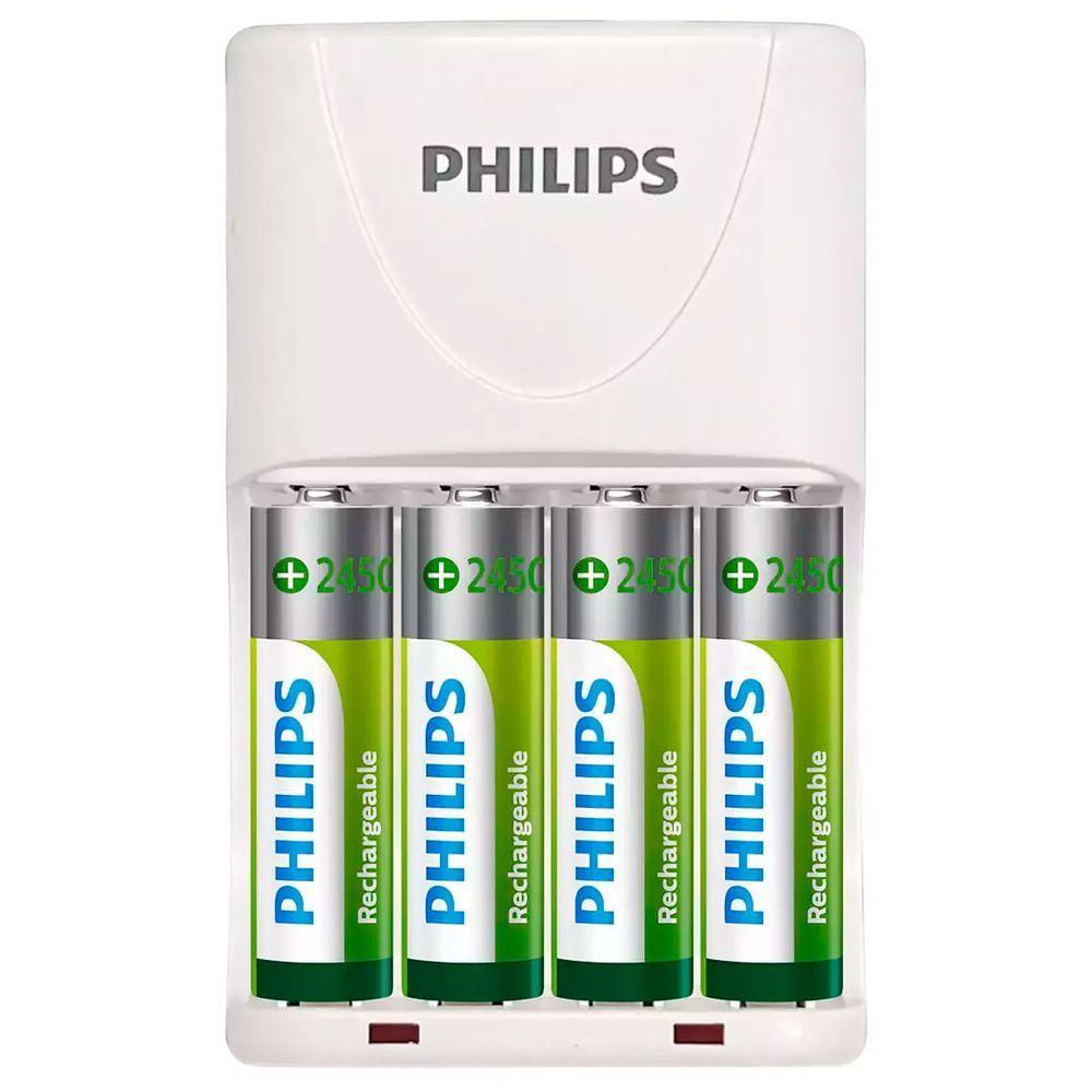 Carregador Scb Philips (01 Carregador E 02 Un Pilhas Aa)