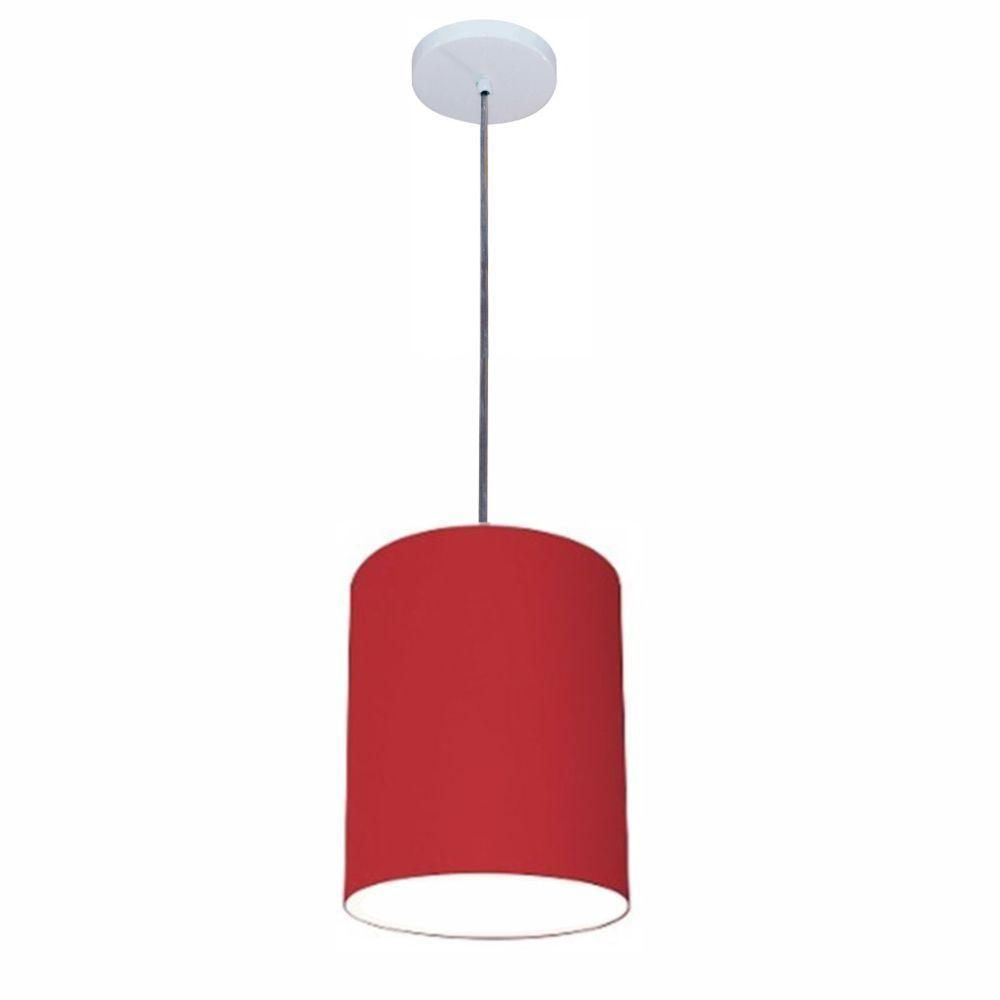 Luminária Pendente Vivare Free Lux Md-4104 Cúpula Em Tecido Bordô Da Canopla Canopla Branca E Fio Cristal