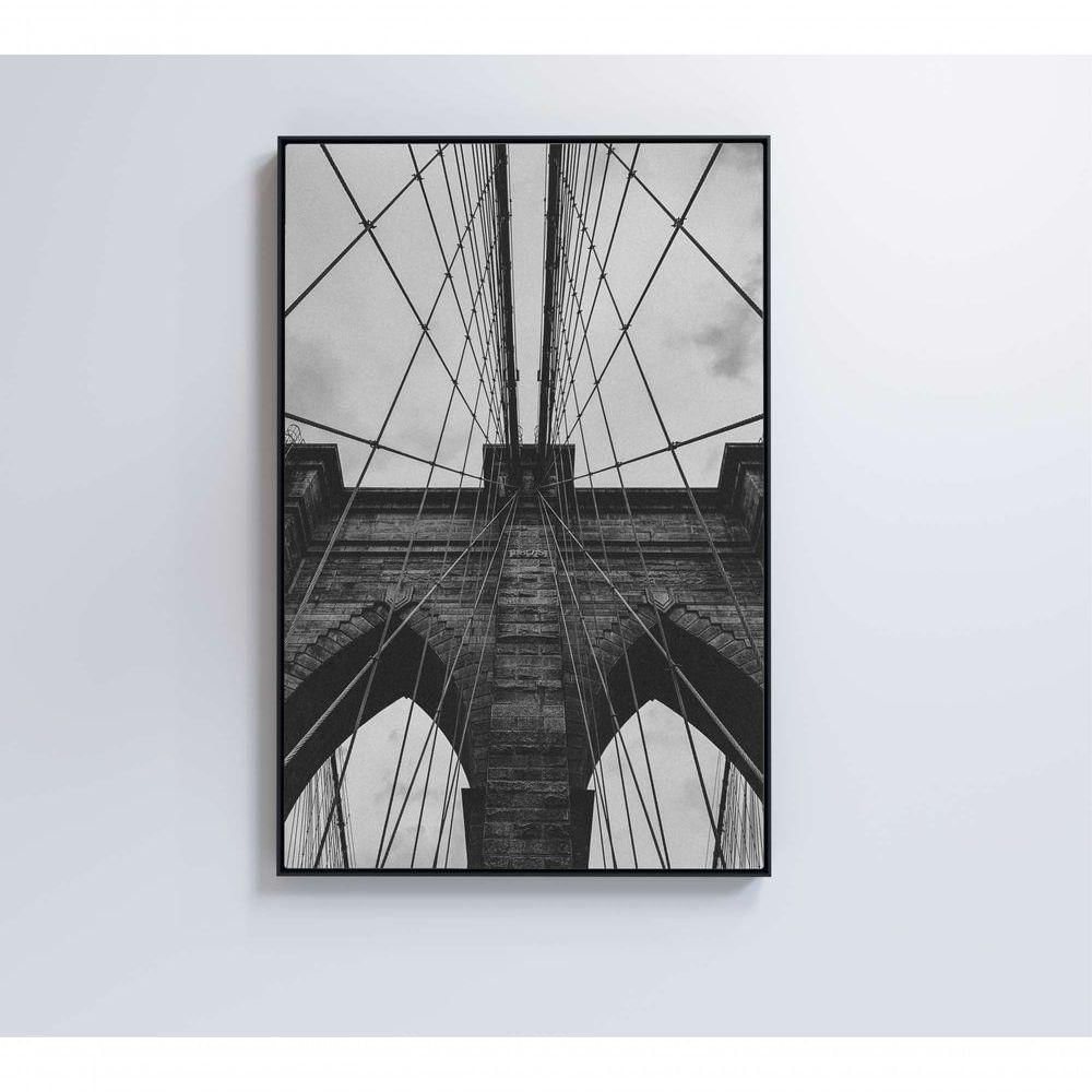 Quadro Ponte Do Brooklyn Preto E Branco 80x120 Cm