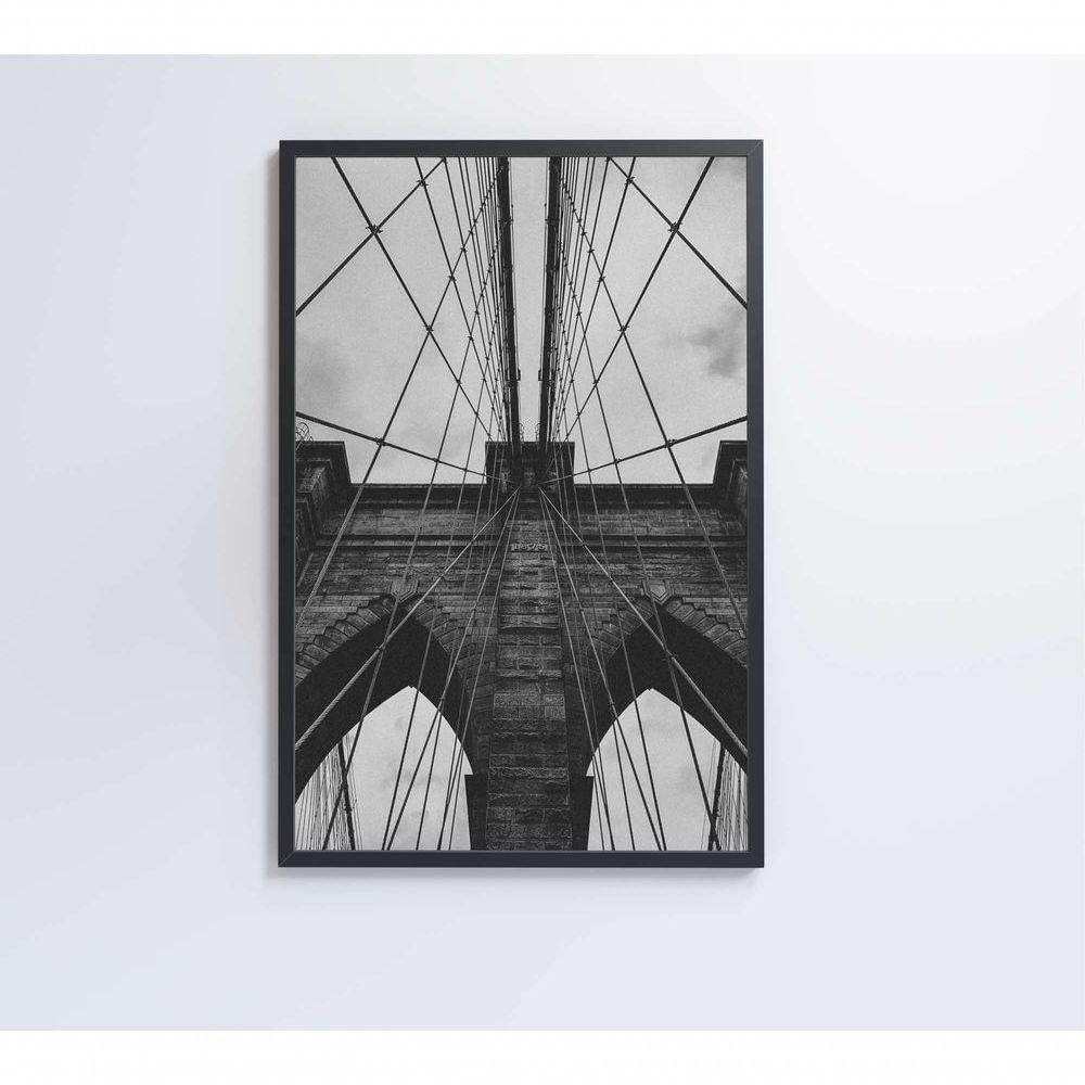 Quadro Ponte Do Brooklyn Preto E Branco 80x120 Cm