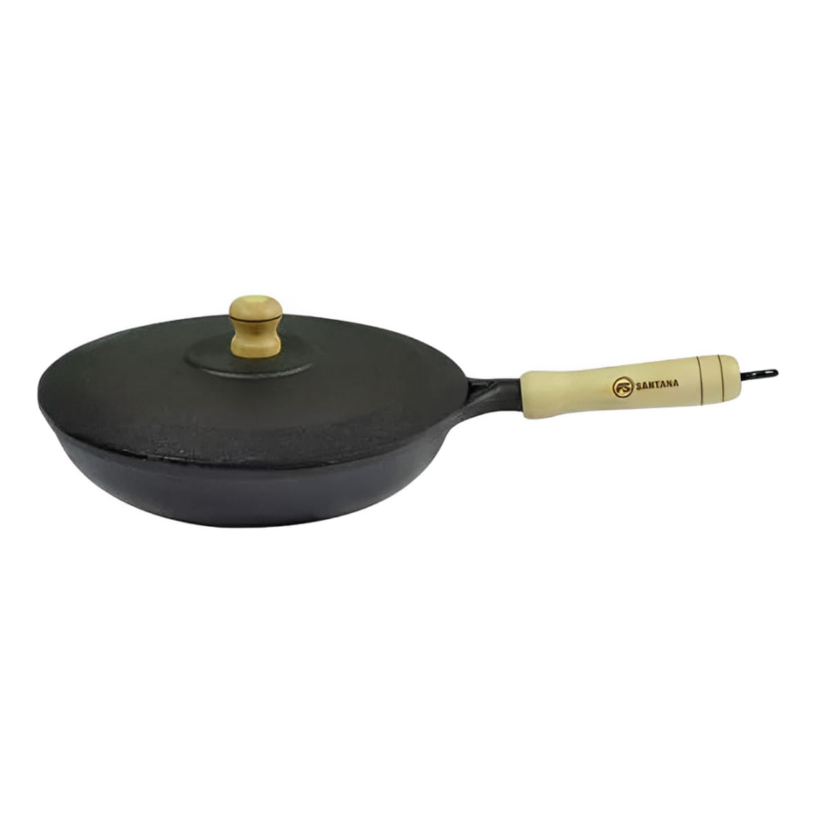 Frigideira Wok Ferro Fundido Tampa Ferro Santana 24 Cm