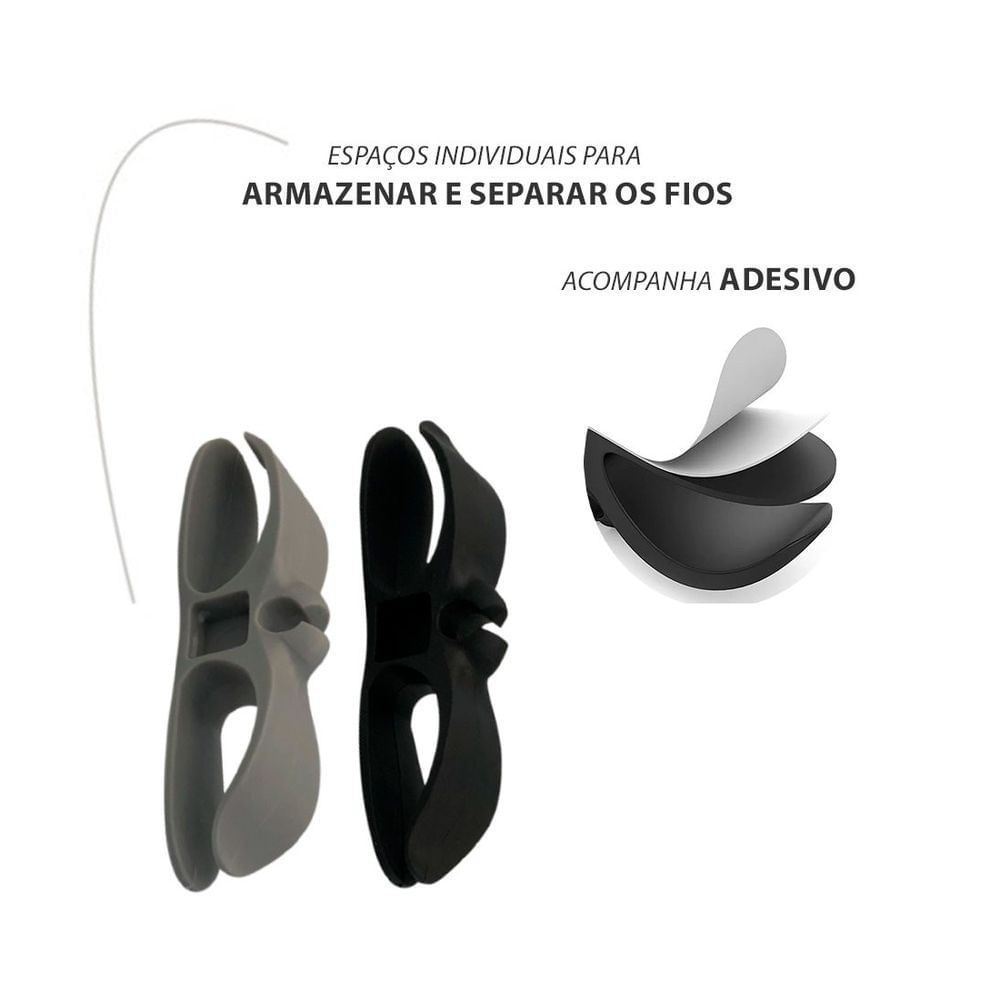 Kit com 04 Organizador de Fios e Cabos com Adesivo