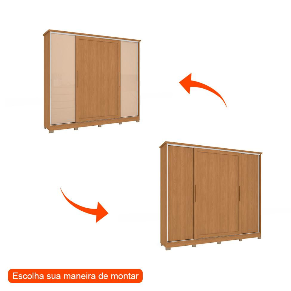 Guarda-Roupa Casal Hambers com Pés Flex 4 PT 4 GV Canela e Macadâmia