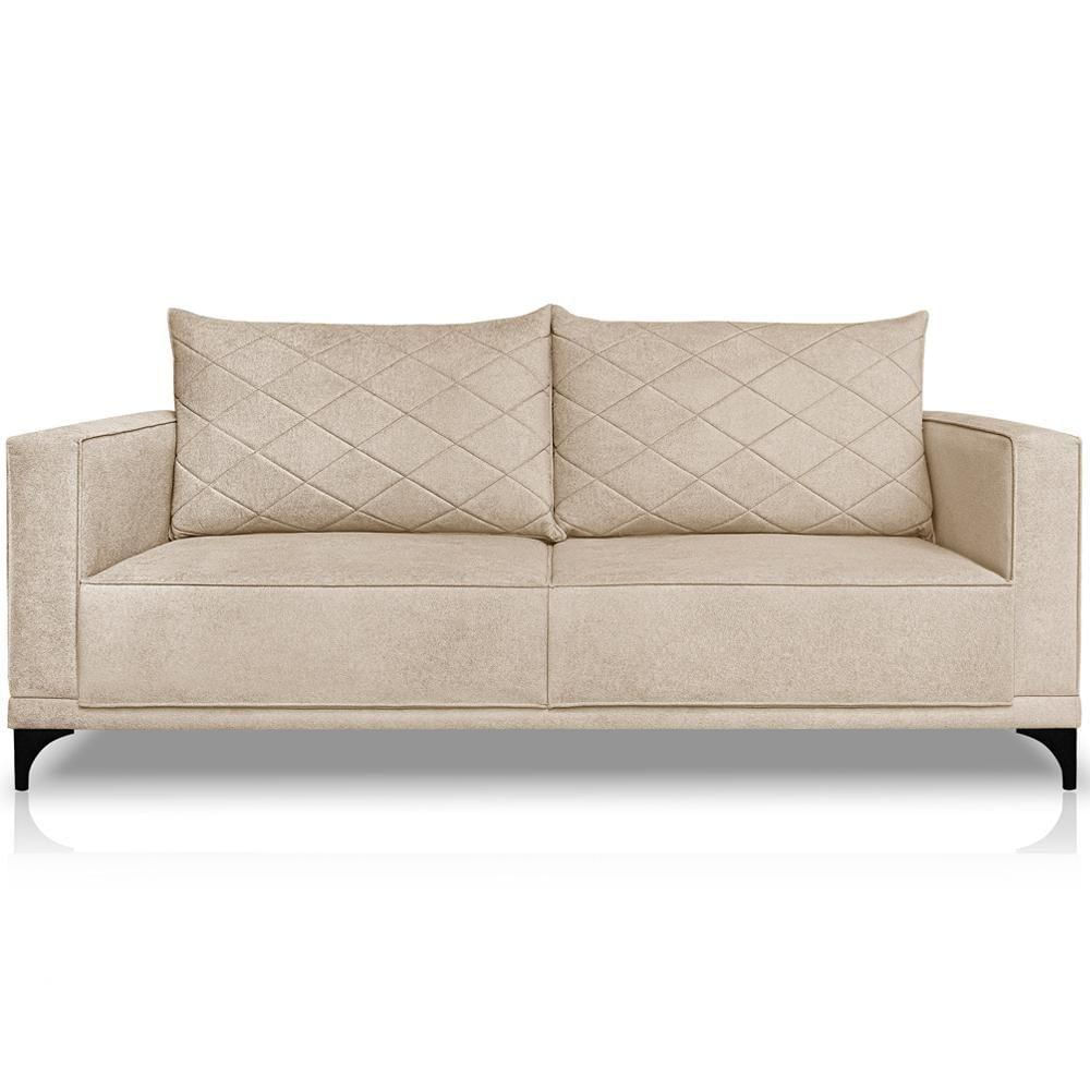 Sofa Nori 3 Lugares Pes De Ferro 220cm Linho Boucle 3301 Ezz 3301