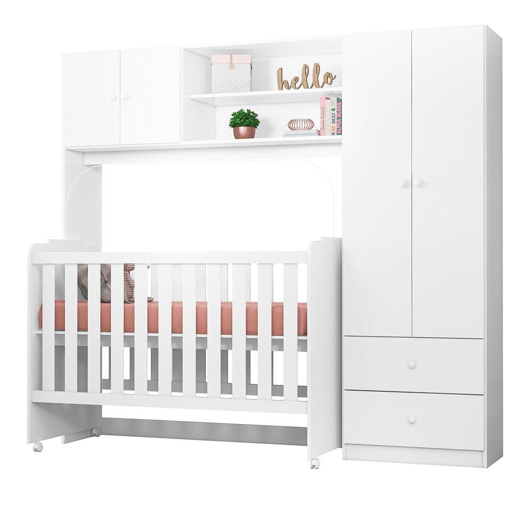 Quarto Infantil Berço Rodizio Guarda Roupas Sophia 100% MDF