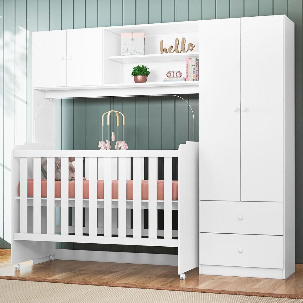 Quarto Infantil Berço Rodizio Guarda Roupas Sophia 100% MDF