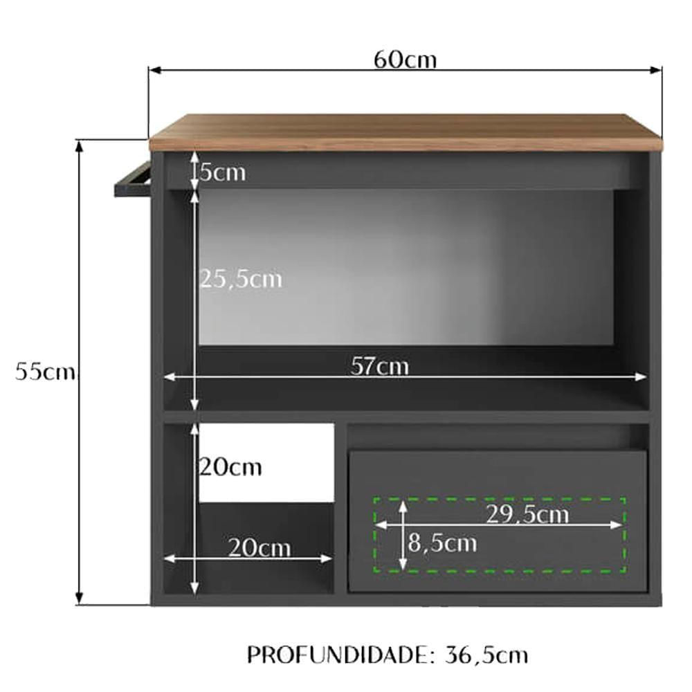 Gabinete Para Banheiro 01 Porta 01 Gaveta 60cm Proddy Mel Grafite