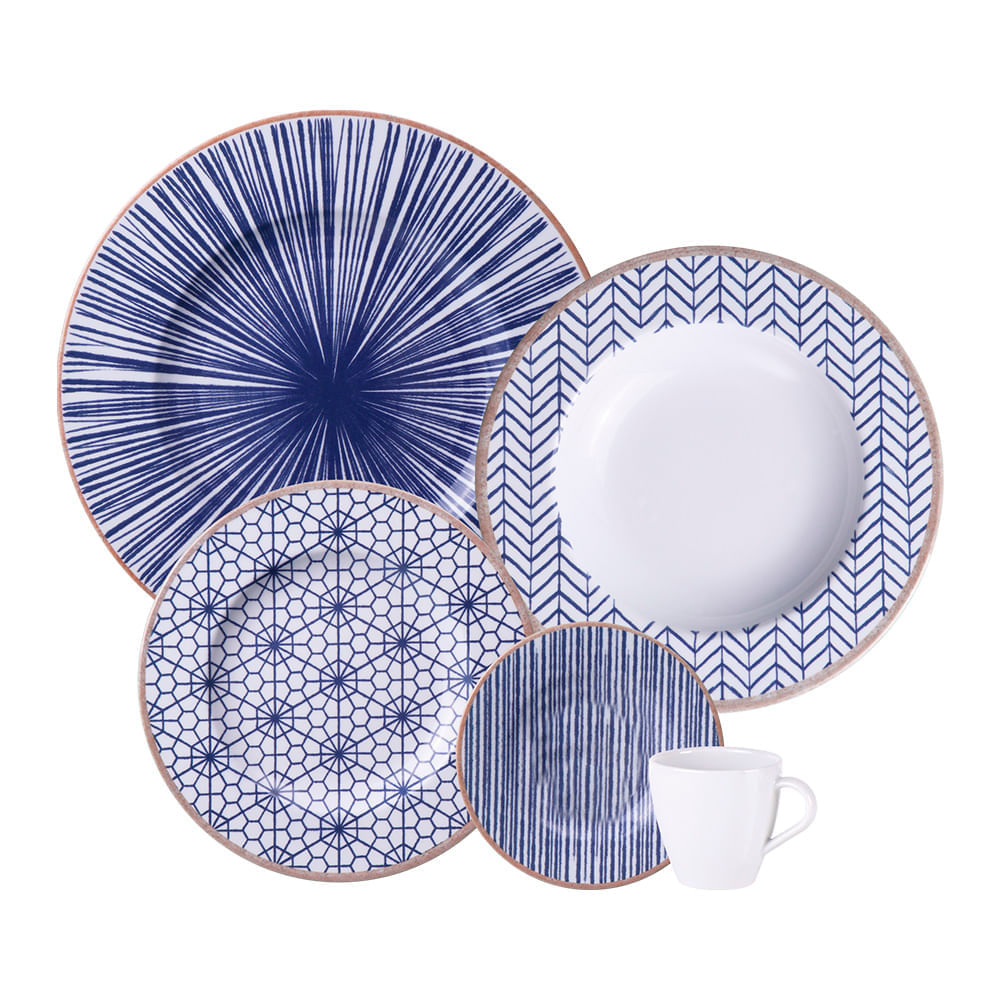 Aparelho de Jantar Tramontina Abstratta 20 Peças em Porcelana Decorada