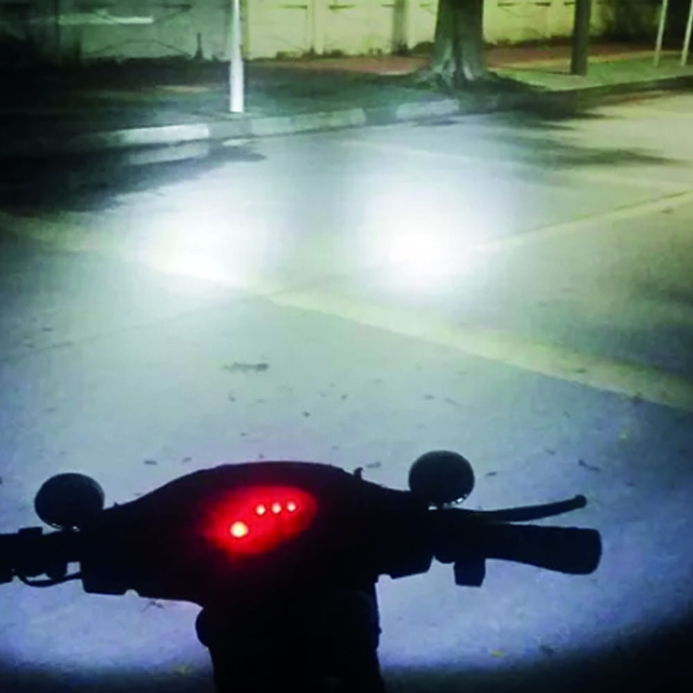 Par Farol Milha Led Retrovisor Espelho Moto Unv Branco Botão