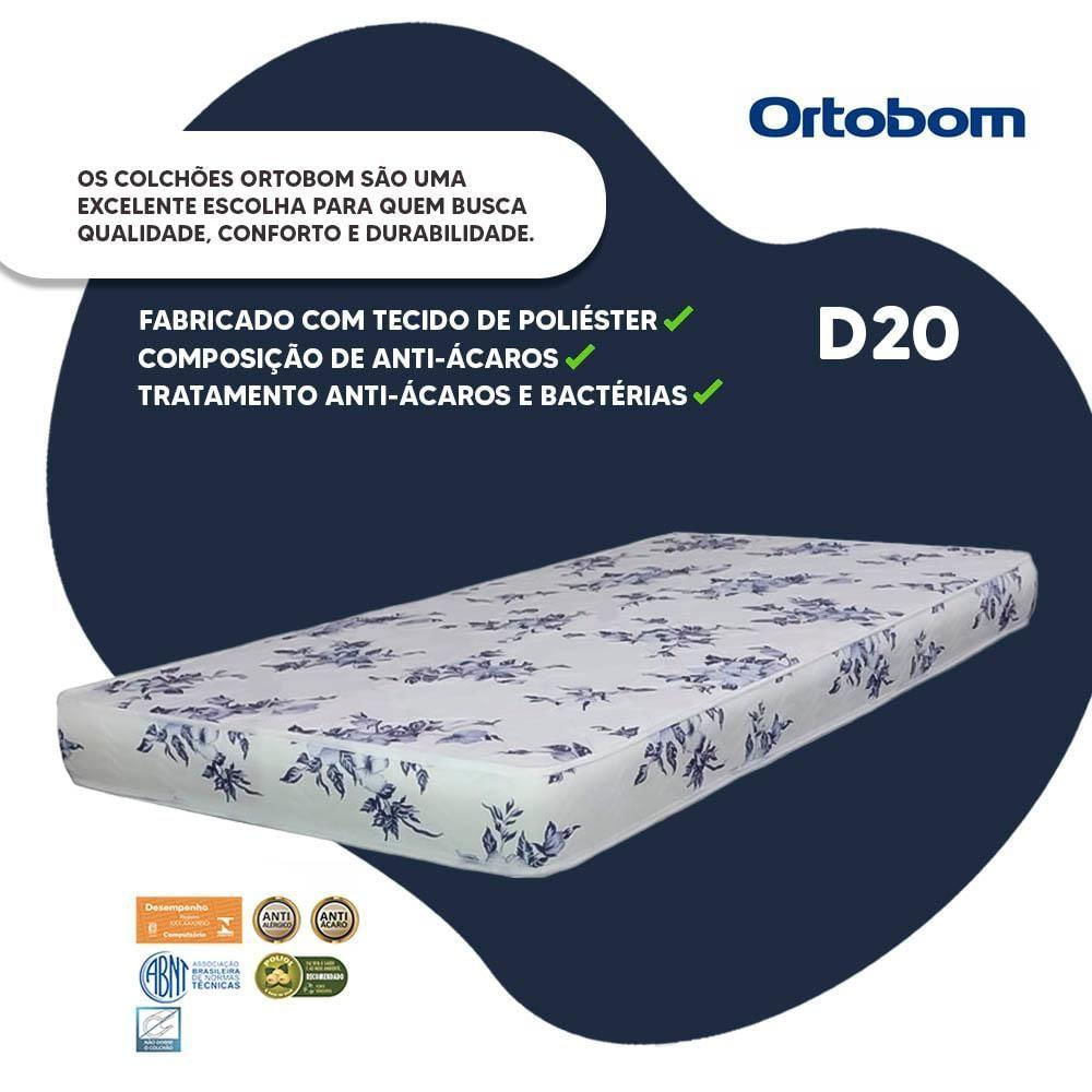 Colchão De Solteiro Ortobom D20 Perfil Force Liso 88 X 188 X 12