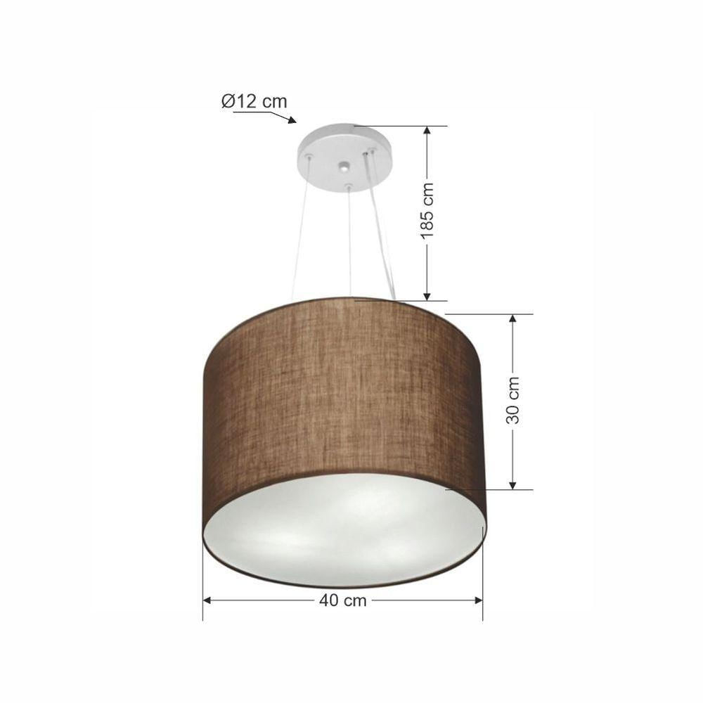 Lustre Luminária Pendente Cupula Em Tecido 40cm Bivolt Para 3 Lâmpadas E27 Lustres Vivare Café Tamanho 40x30cm