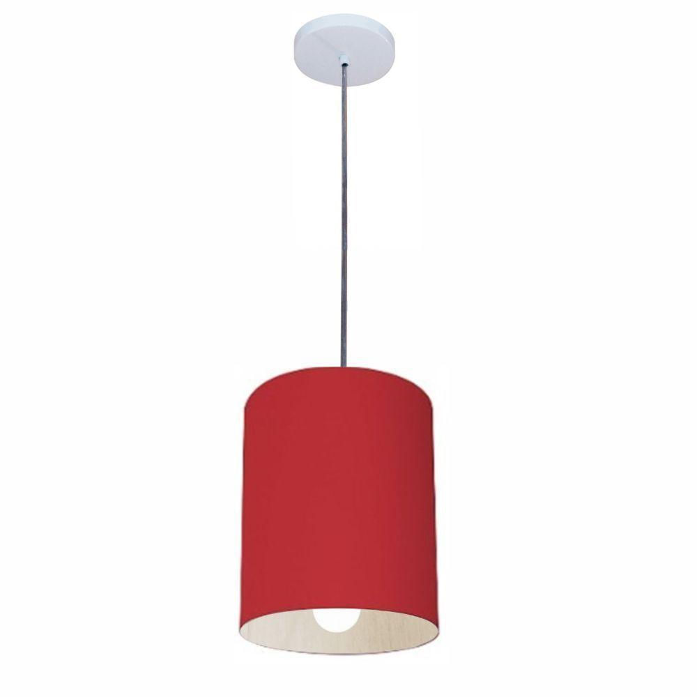 Lustre Pendente Cilíndrico Vivare Md-4200 Cúpula Em Tecido 14x15cm Bivolt Bordô