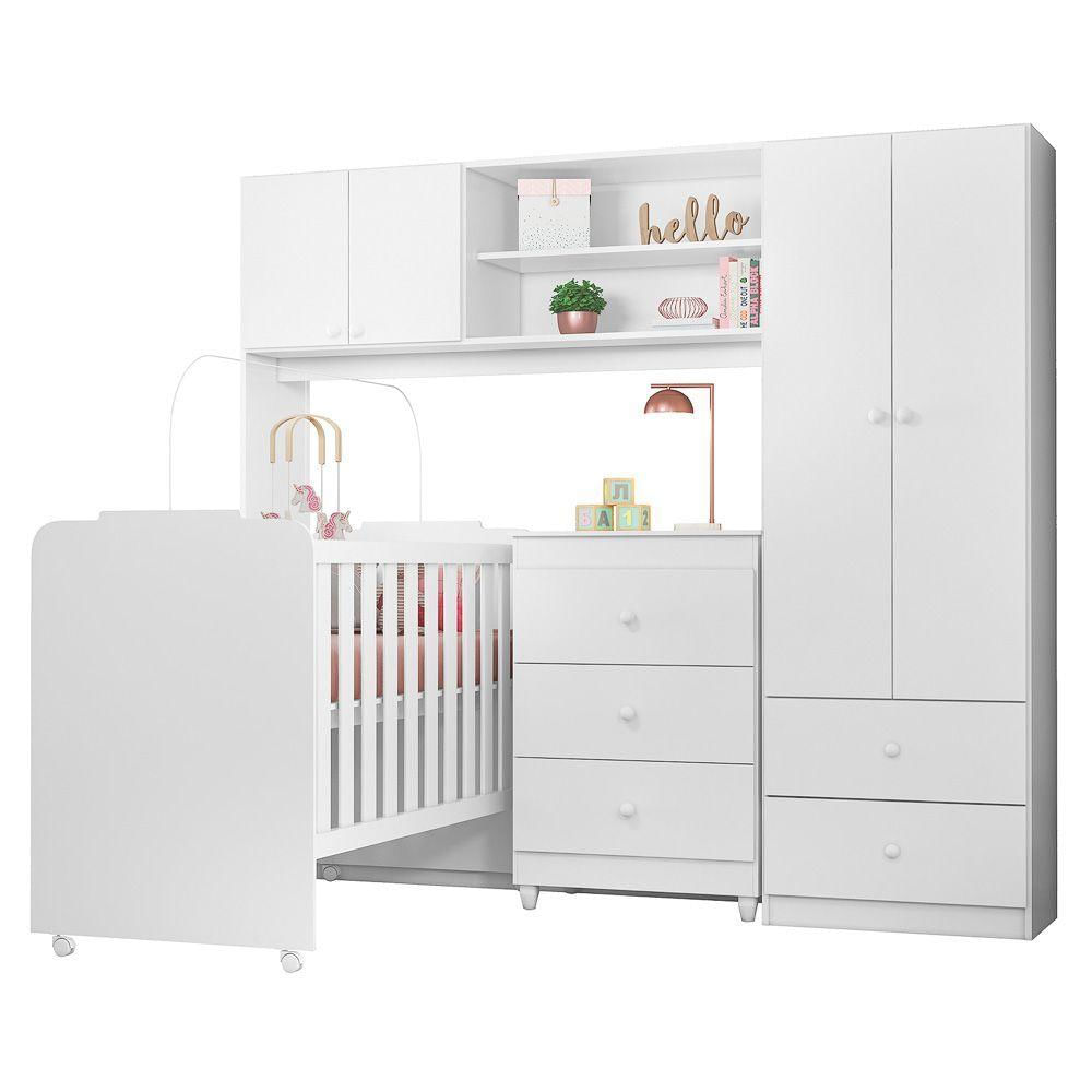 Quarto Bebe Sophia 100% MDF Berço Rodizio Cômoda roupeiro