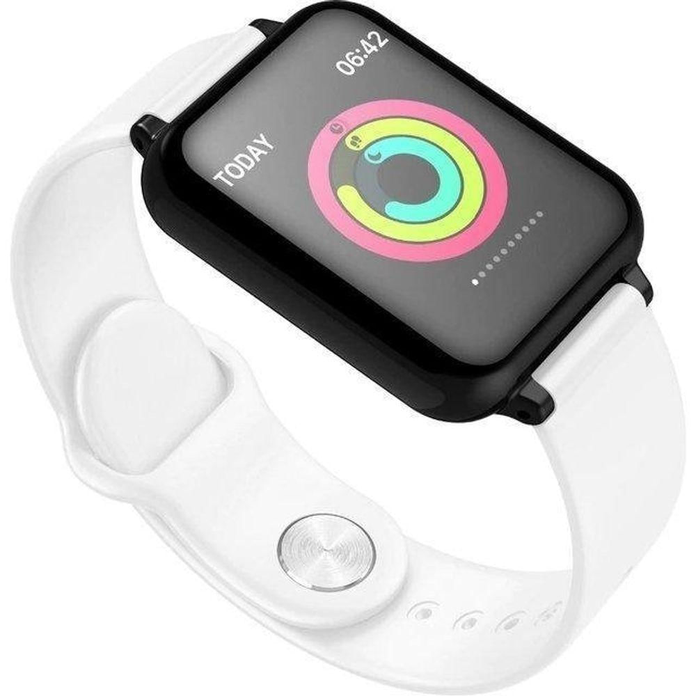 Relógio Inteligente B57 Smartwatch Monitor Cardíaco Pressão Ios Android - Branco - Smart Bracelet