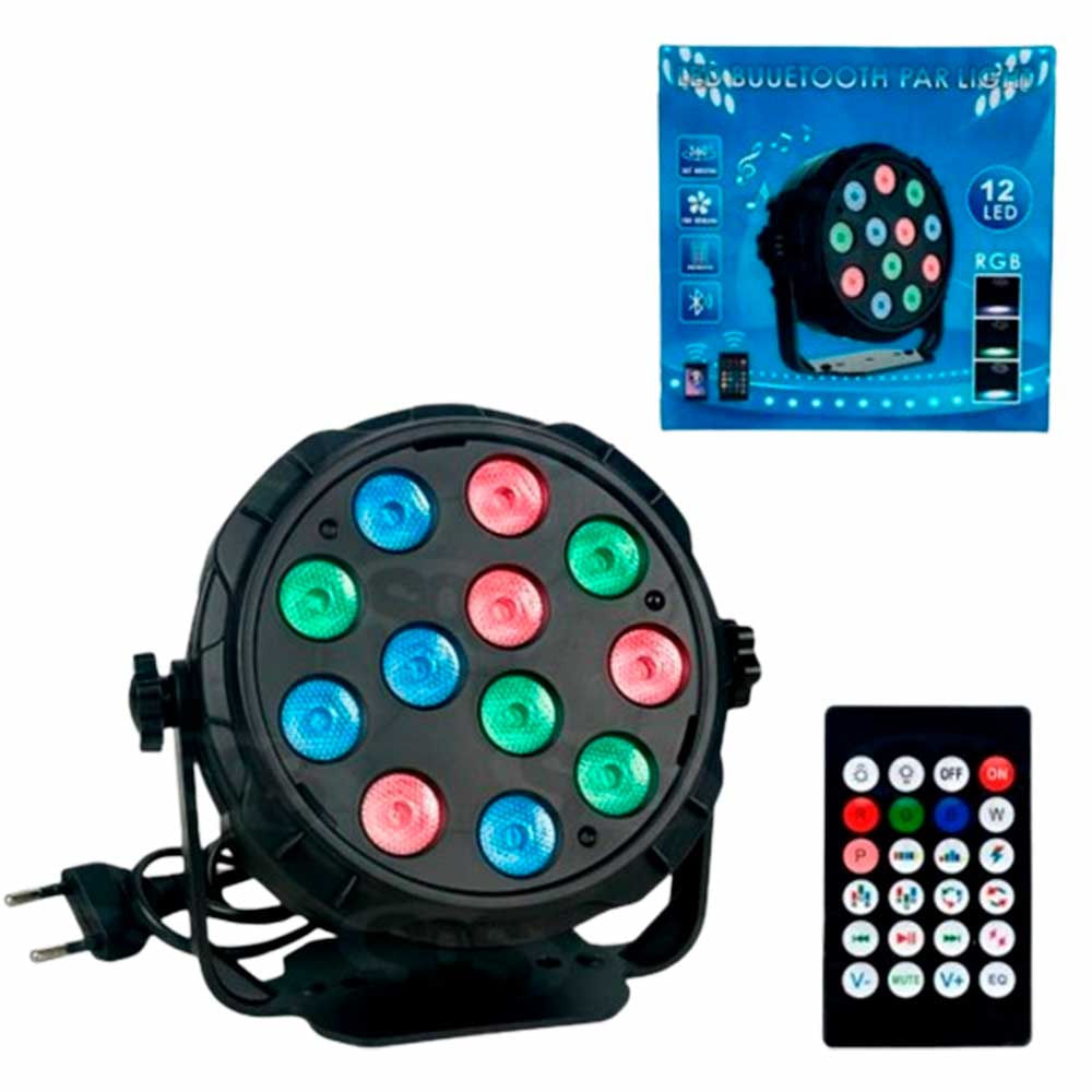 Projetor Canhão 12 LEDs p/Festa Alto-Falante Bluetooth GM-1012BS