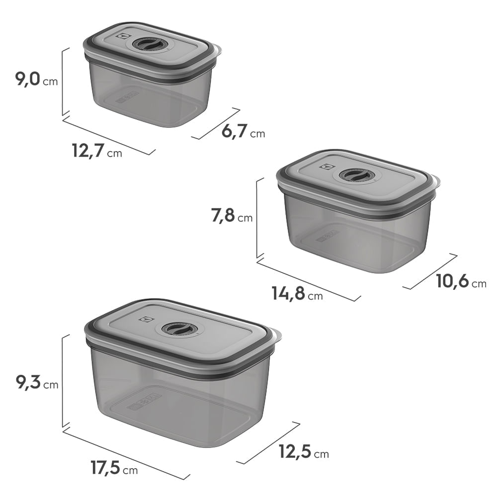 Potes Herméticos Electrolux de Plástico Cinza Escuro Retangular com 8 Unidades Não se aplica