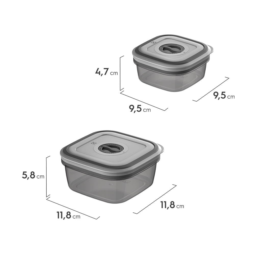 Potes Herméticos Electrolux de Plástico Cinza Escuro Retangular com 8 Unidades Não se aplica